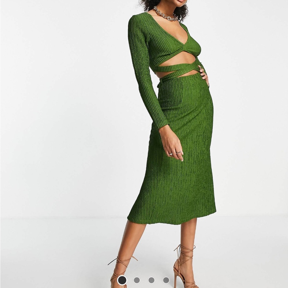 ASOS Green Cut-Out Midi Dress